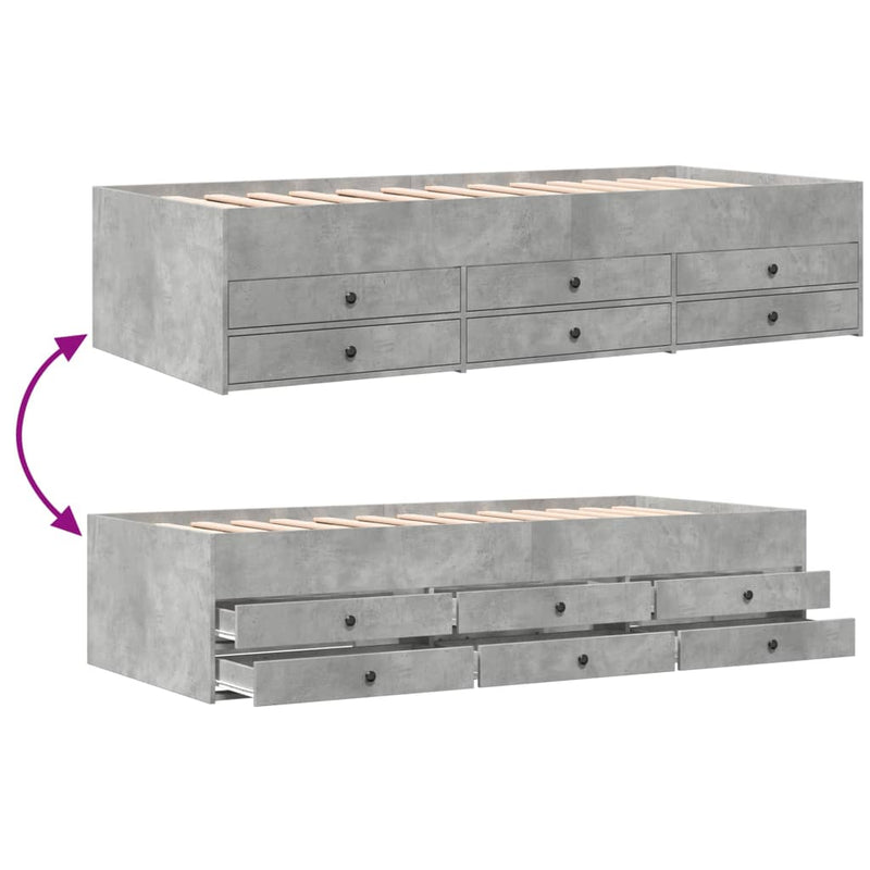 Modern Wooden 2-in-1 Single Size 90cm Daybed With 6 Storage Drawers Wood Sofa Beds