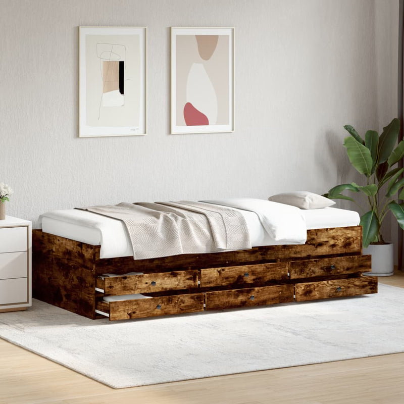 Modern Wooden 2-in-1 Single Size 90cm Daybed With 6 Storage Drawers Wood Sofa Beds