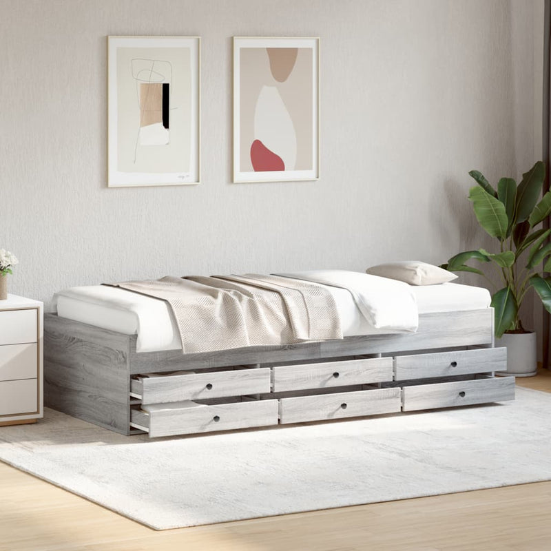 Modern Wooden 2-in-1 Single Size 90cm Daybed With 6 Storage Drawers Wood Sofa Beds