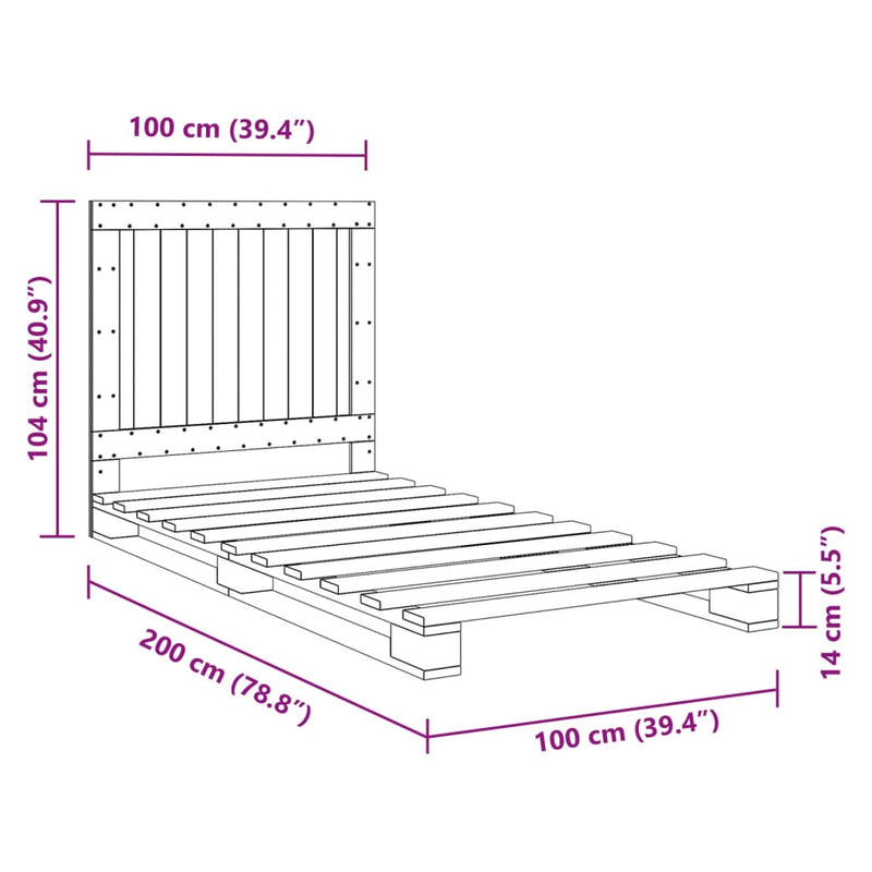 Bed Frame without Mattress with Headboard 100x200 cm Solid Wood