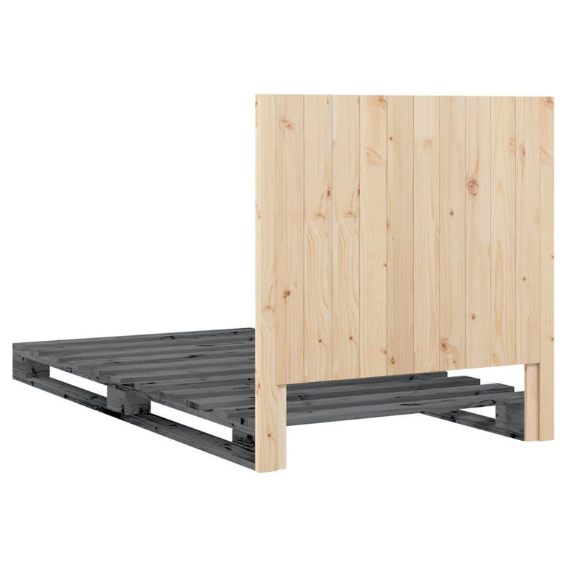 Bed Frame without Mattress  Grey 100x200 cm Solid Wood Pine
