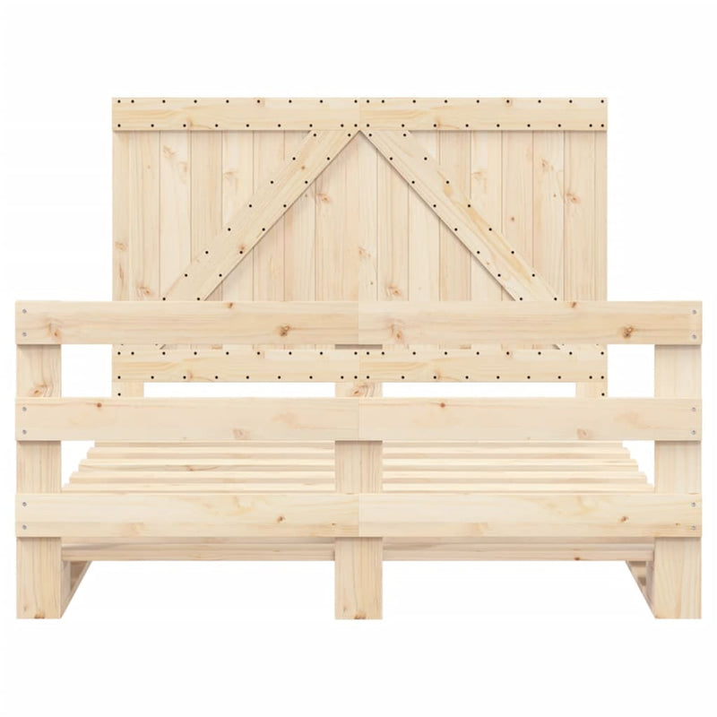 Bed Frame without Mattress with Headboard 140x200 cm Solid Wood