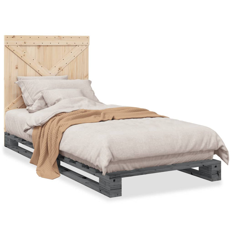Bed Frame without Mattress  Grey 90x200 cm Solid Wood Pine