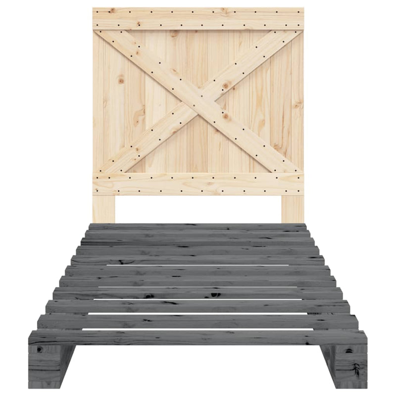 Bed Frame without Mattress  Grey 90x200 cm Solid Wood Pine