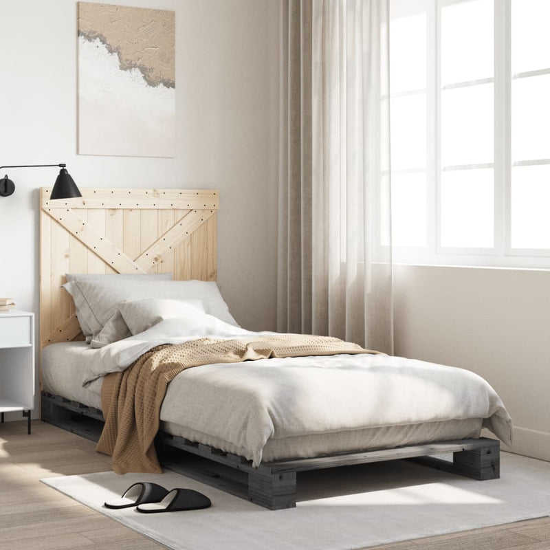 Bed Frame without Mattress  Grey 90x200 cm Solid Wood Pine