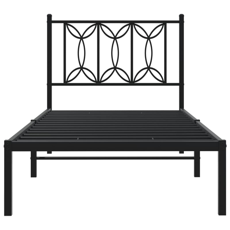 Metal Bed Frame without Mattress with Headboard Black 80x200cm