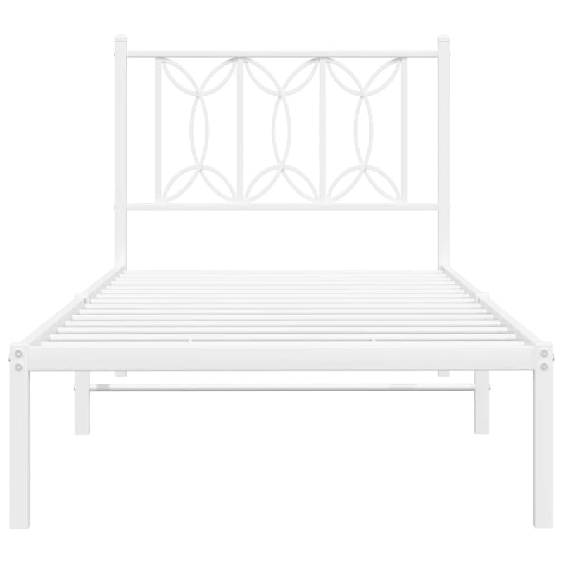 Metal Bed Frame without Mattress with Headboard White 80x200cm