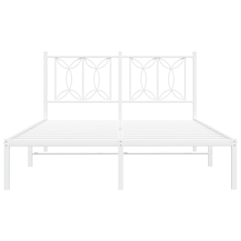 Metal Bed Frame without Mattress with Headboard White 135x190cm