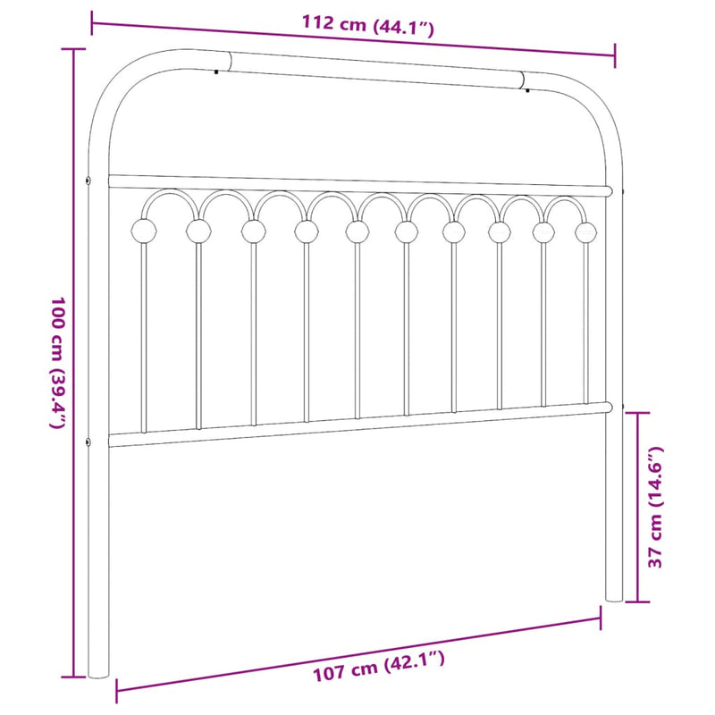 Metal Headboard Black 107 cm