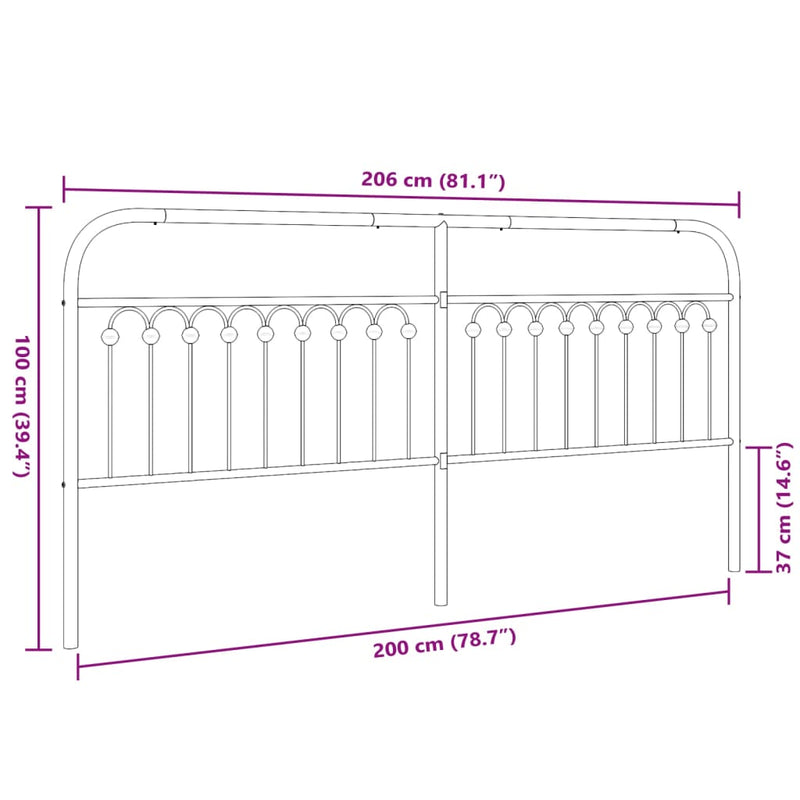 Metal Headboard Black 200 cm