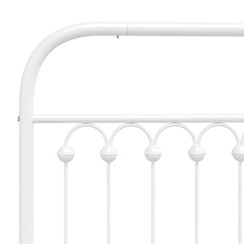 Metal Bed Frame without Mattress with Headboard White 100x190cm