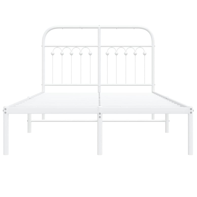 Metal Bed Frame without Mattress with Headboard White 120x190cm