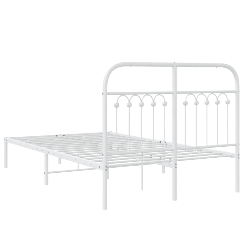 Metal Bed Frame without Mattress with Headboard White 120x190cm