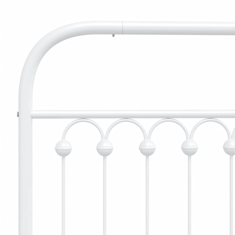 Metal Bed Frame without Mattress with Headboard White 120x190cm