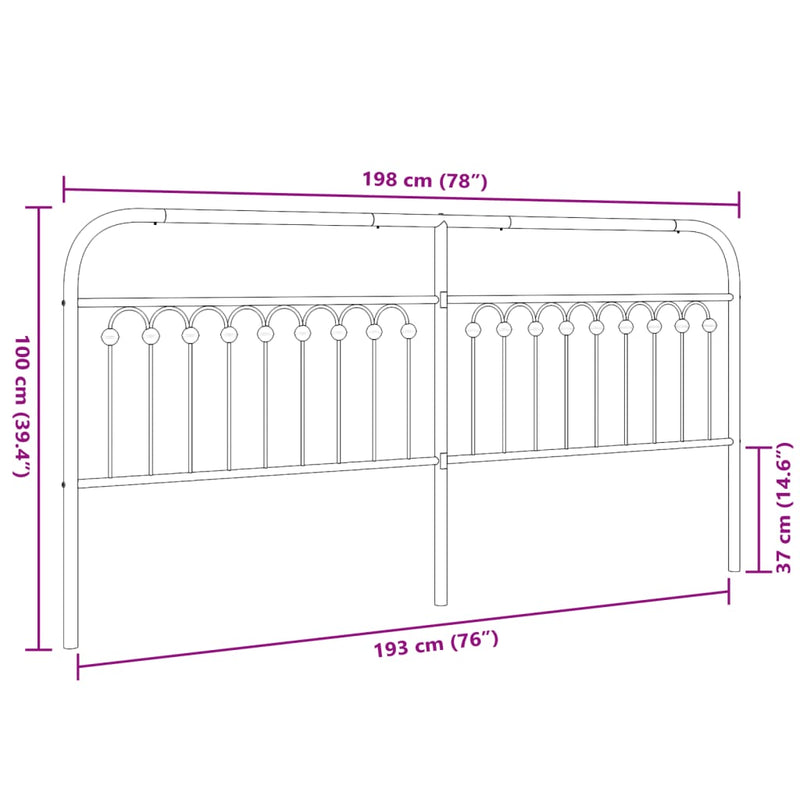 Metal Headboard White 193 cm