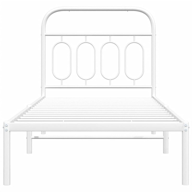 Metal Bed Frame without Mattress with Headboard White 90x190cm