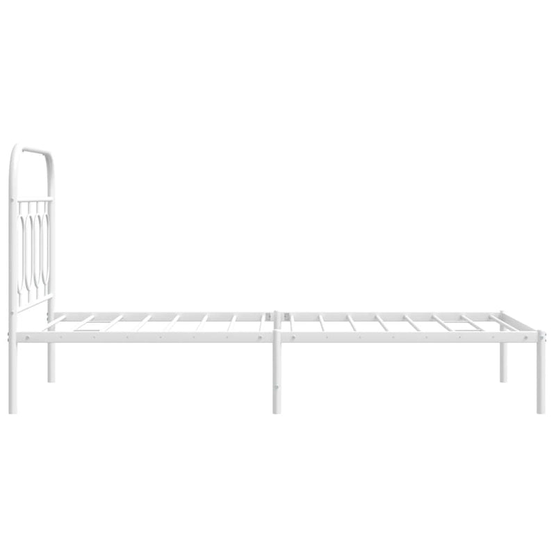 Metal Bed Frame without Mattress with Headboard White 90x190cm