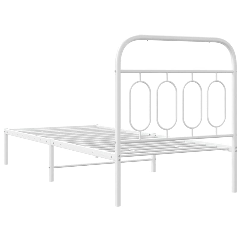 Metal Bed Frame without Mattress with Headboard White 90x190cm