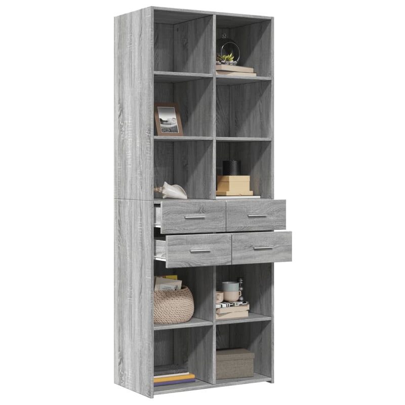 Highboard Grey Sonoma 70x42.5x185 cm Engineered Wood