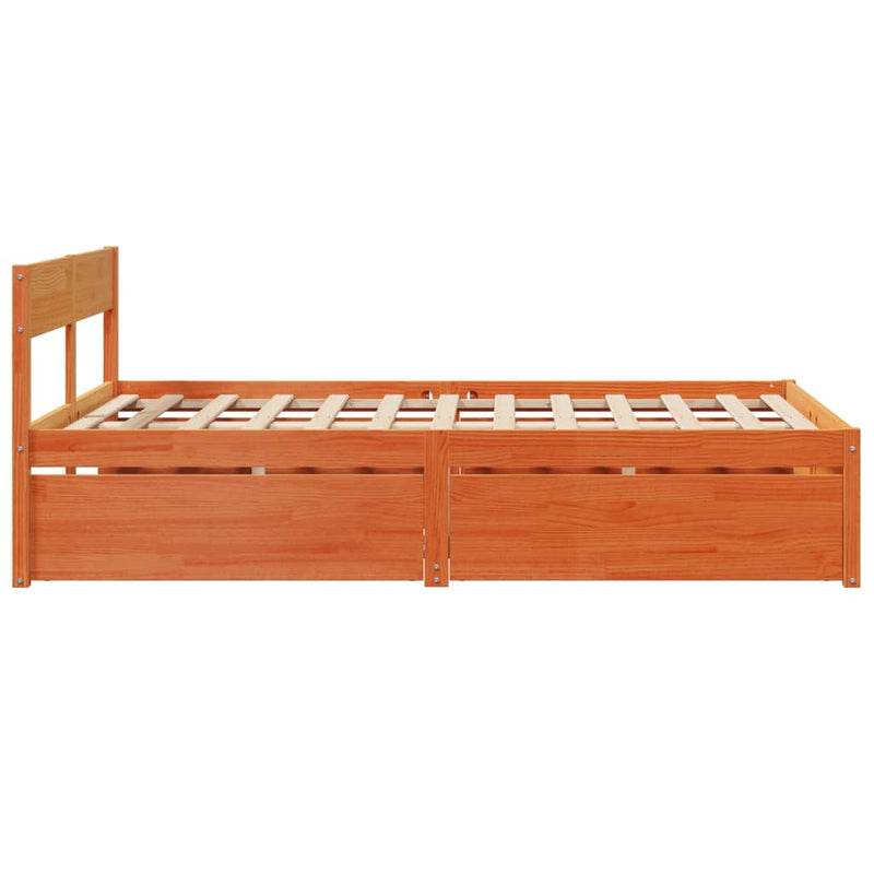 Bed Frame without Mattress Wax Brown 140x190 cm Solid Wood Pine