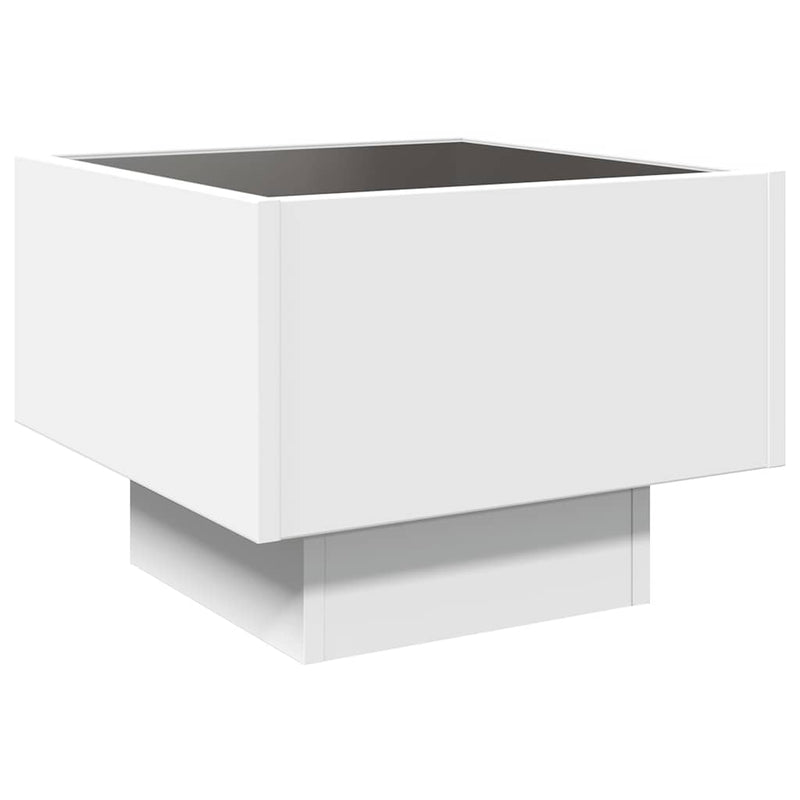 Side Table with LED White 40x40x30 cm Engineered Wood