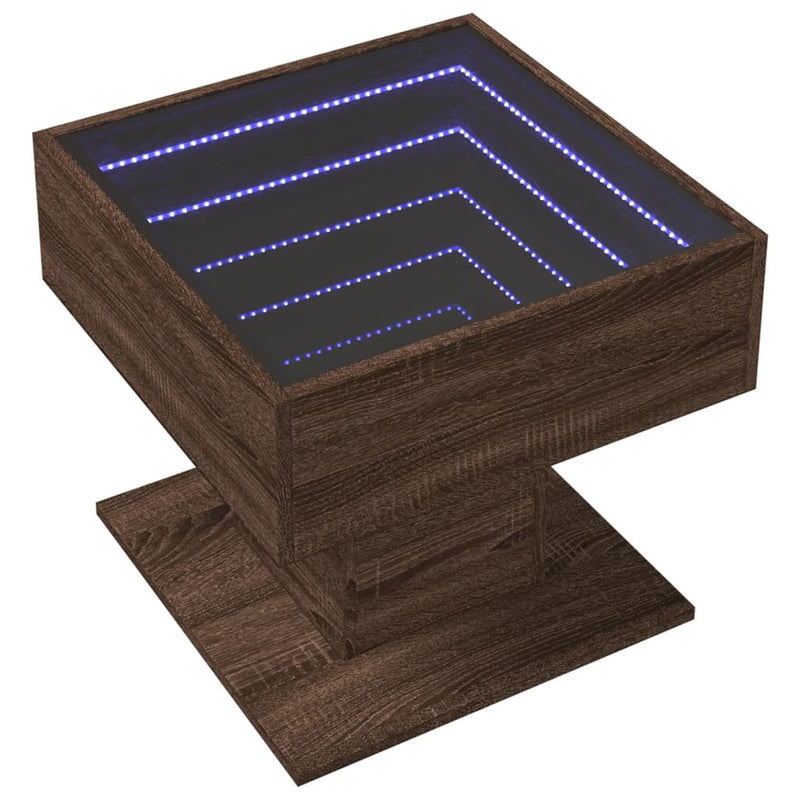 Coffee Table with LED Brown Oak 50x50x45 cm Engineered Wood