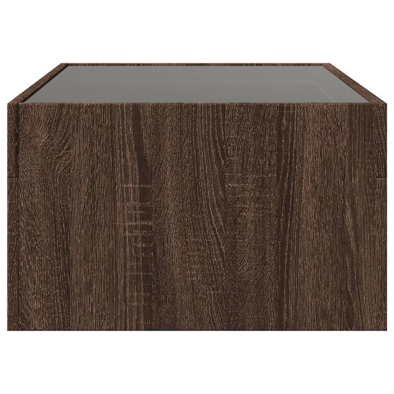 Coffee Table with Infinity LED Brown Oak 90x50x30 cm