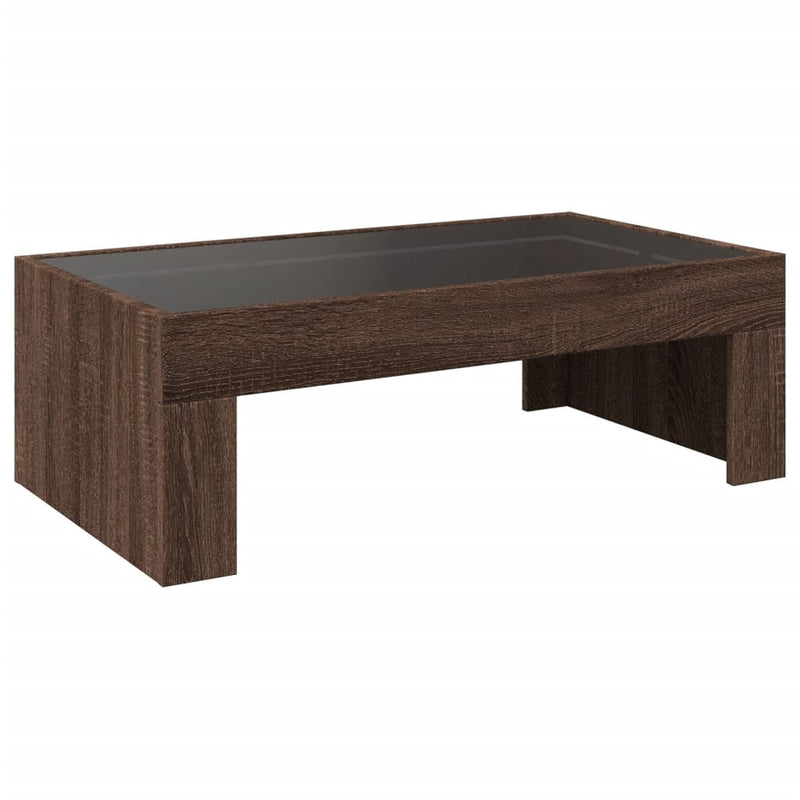 Coffee Table with Infinity LED Brown Oak 90x50x30 cm