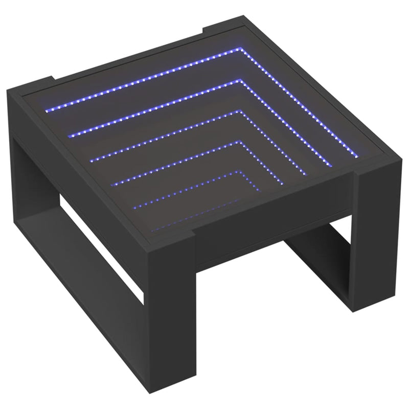 Coffee Table with Infinity LED Black 50x53x30 cm