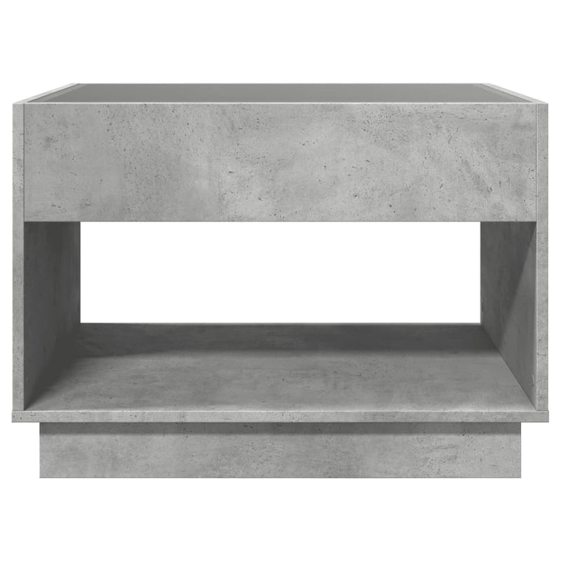 Coffee Table with Infinity LED Concrete Grey 70x50x50 cm