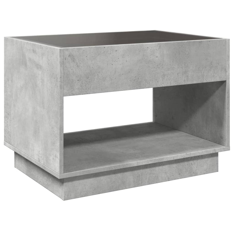 Coffee Table with Infinity LED Concrete Grey 70x50x50 cm