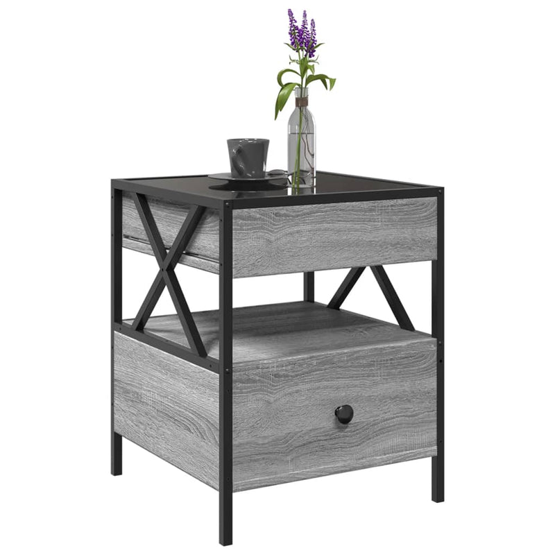 Coffee Table with Infinity LED Grey Sonoma 40x40x51 cm