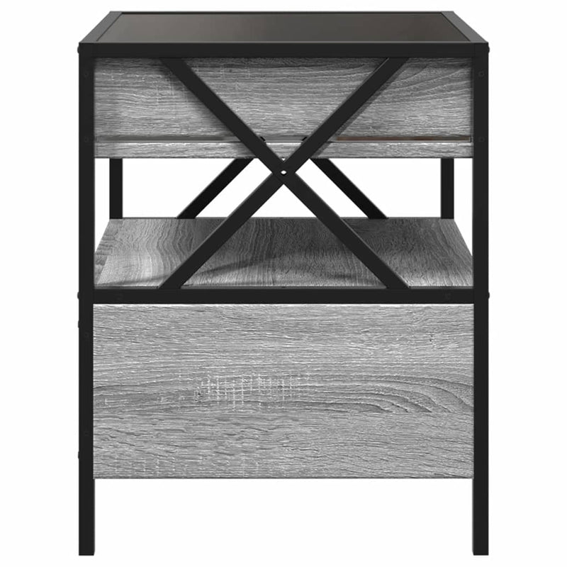 Coffee Table with Infinity LED Grey Sonoma 40x40x51 cm