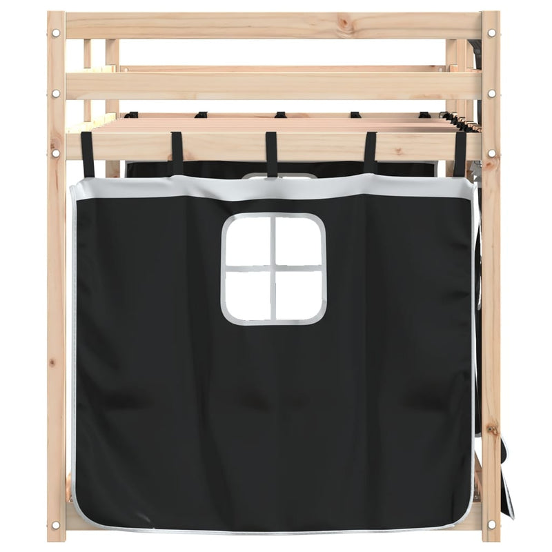 Bunk Bed without Mattress White&Black 90x200 cm Solid Wood Pine