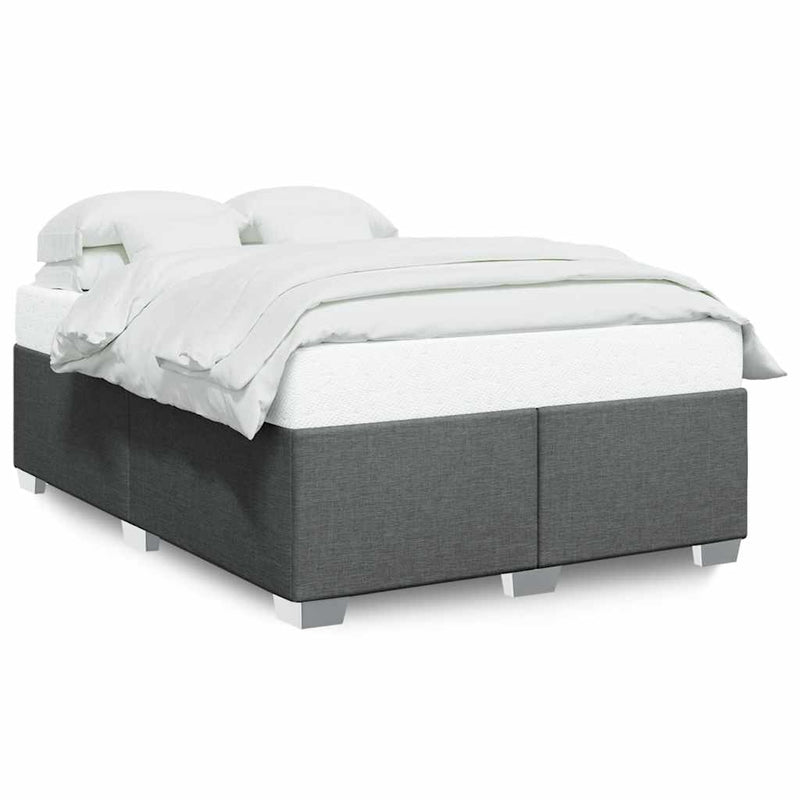 Bed Frame without Mattress Dark Grey Double Fabric