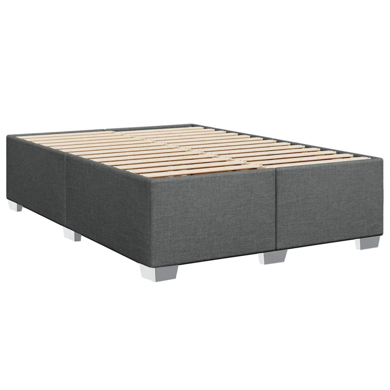 Bed Frame without Mattress Dark Grey Double Fabric