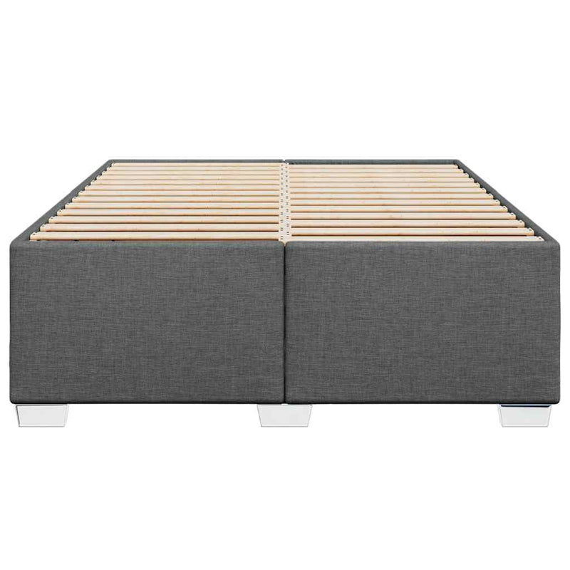 Bed Frame without Mattress Dark Grey Double Fabric