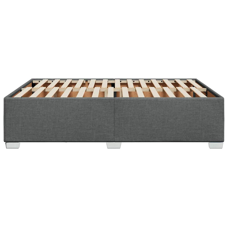 Bed Frame without Mattress Dark Grey Double Fabric