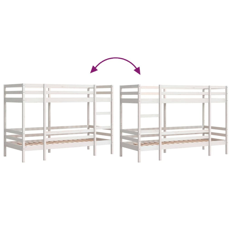 Bunk Bed without Mattress White 90x190 cm Single Solid Wood Pine