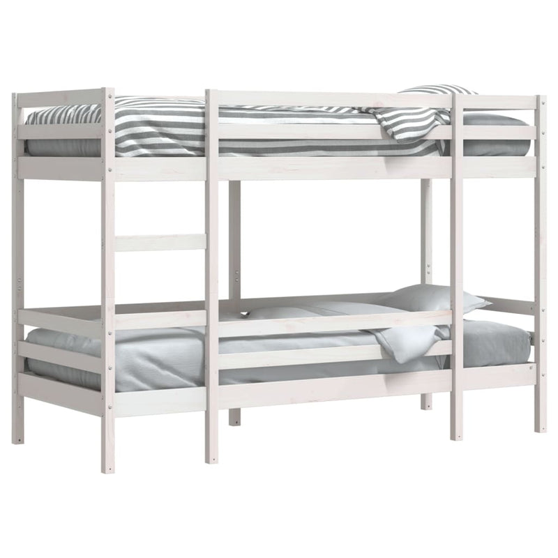 Bunk Bed without Mattress White 75x190 cm Small Single Solid Wood Pine