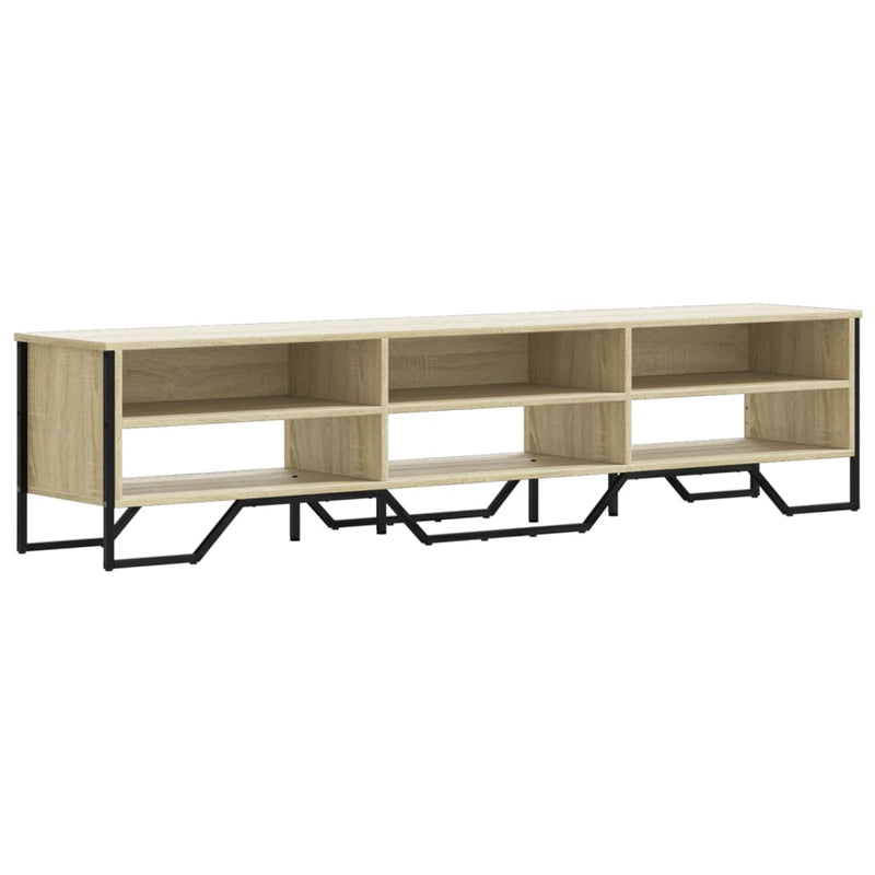 Industrial Wooden TV Tele Stand Unit Cabinet With Open Storage Compartments Wood
