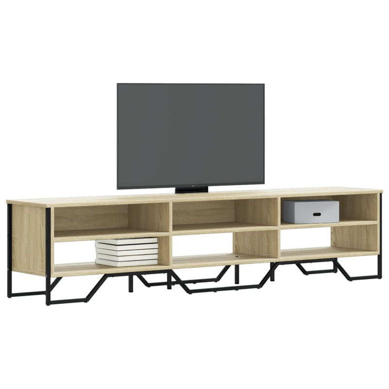 Industrial Wooden TV Tele Stand Unit Cabinet With Open Storage Compartments Wood