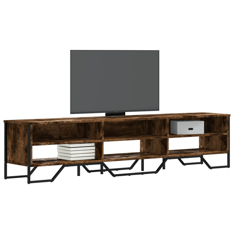 Industrial Wooden TV Tele Stand Unit Cabinet With Open Storage Compartments Wood