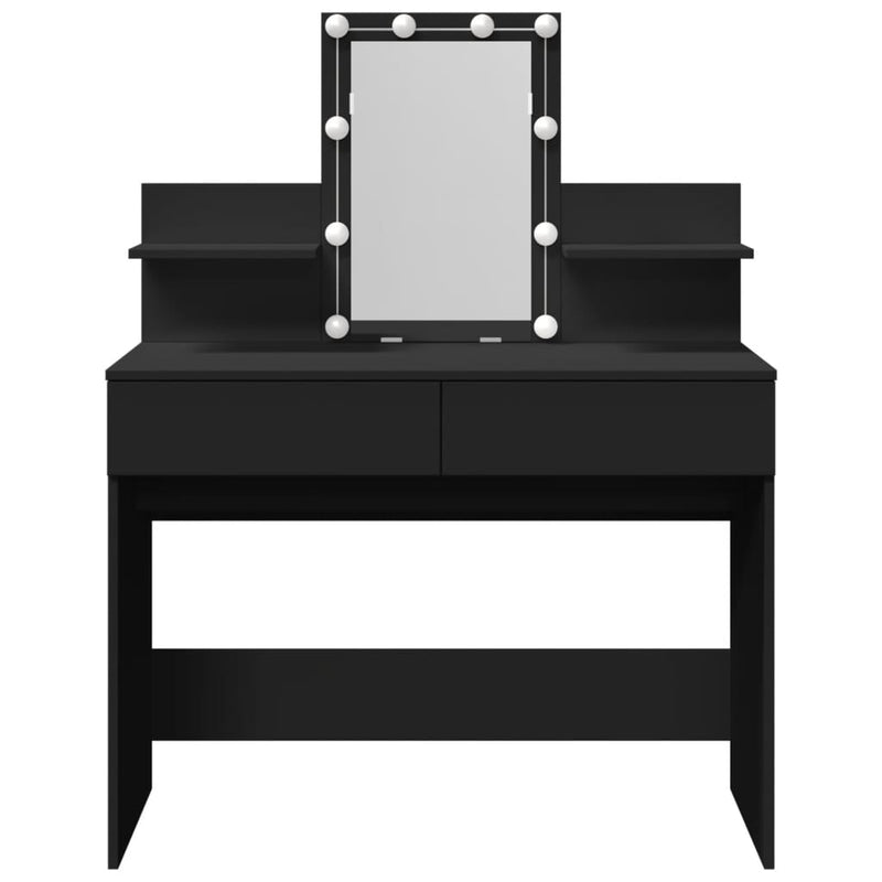 Modern Wooden Makeup Vanity Desk Dressing Table With 2 Drawers LED Mirror