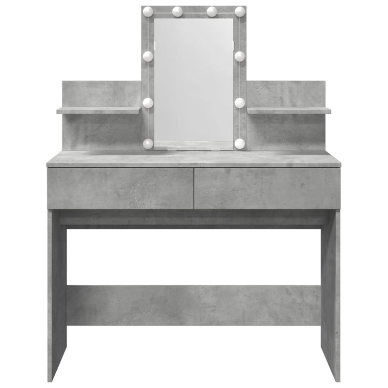 Modern Wooden Makeup Vanity Desk Dressing Table With 2 Drawers LED Mirror