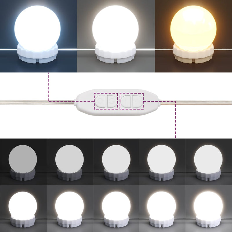Modern Wooden Makeup Vanity Desk Dressing Table With 2 Drawers LED Mirror