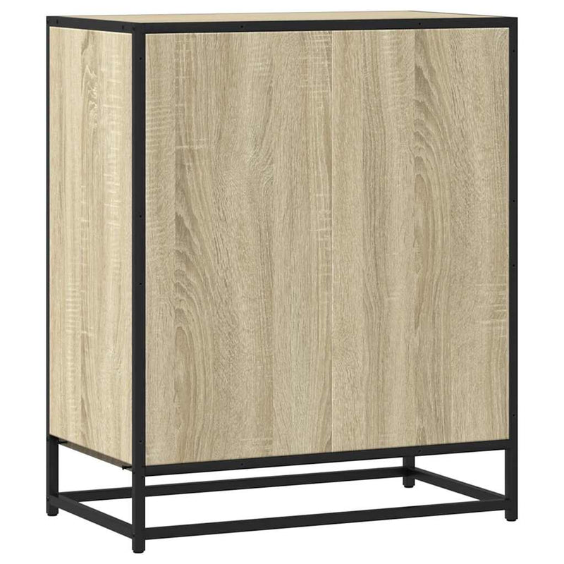 Industrial Wooden Sideboard Storage Cabinet Unit With 1 Door & Open Storage Shelves