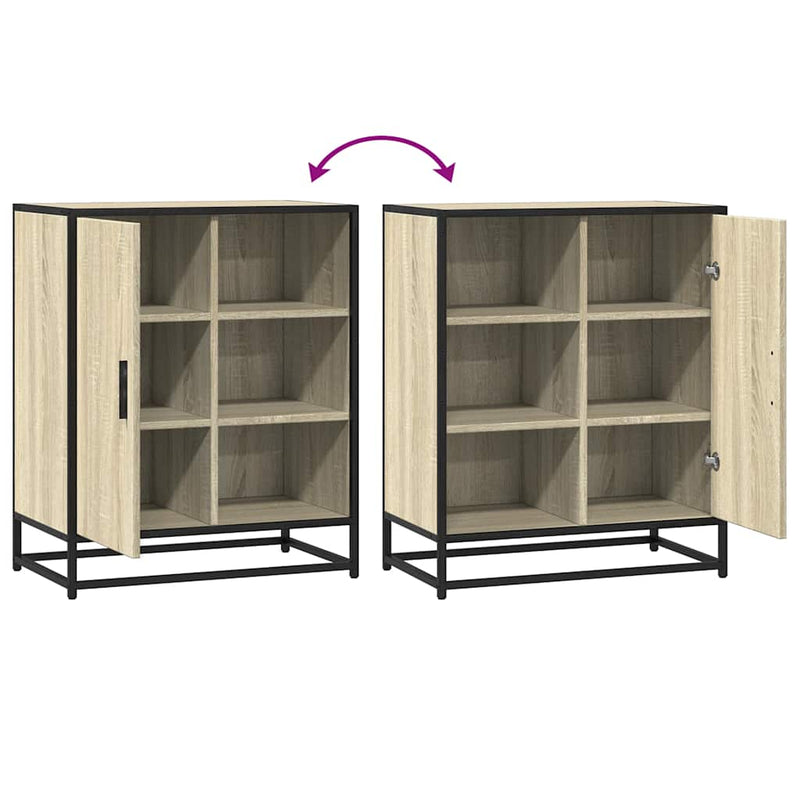 Industrial Wooden Sideboard Storage Cabinet Unit With 1 Door & Open Storage Shelves