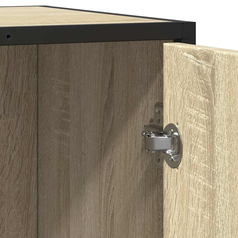 Industrial Wooden Sideboard Storage Cabinet Unit With 1 Door & Open Storage Shelves