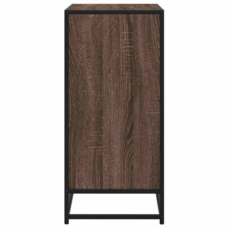 Industrial Wooden Sideboard Storage Cabinet Unit With 1 Door & Open Storage Shelves